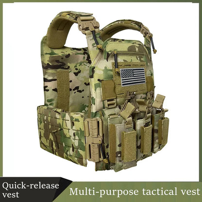 Wear-resistant Quick-Release Laser-Cut MOLLE System Outdoor Hunting Training Tactical Vest Made of Nylon Material