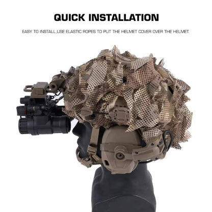 Tactical Lightweight Mesh Helmet Cover, Breathable Fast Helmet Camouflage Cover for Hunting Airsoft Training Wargame
