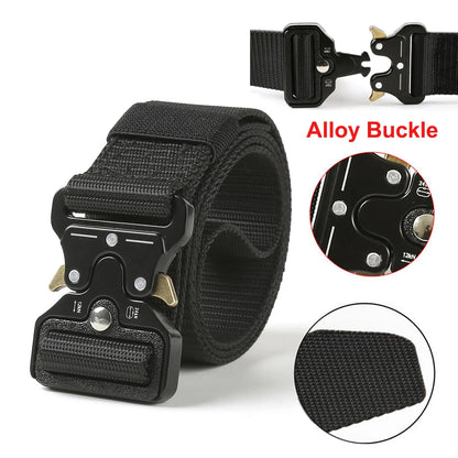 Men's Hunting Belt Quick Release Alloy Buckle Outdoor Sports Hiking Camping Belt Durable Waist Belt for Adventure Activities