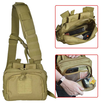 Tactical 2 Bangers Range Bag, Crossbody Pouch with AR/M4 and Pistols Magazine Holders for Outdoor Hunting, Shooting & Sports
