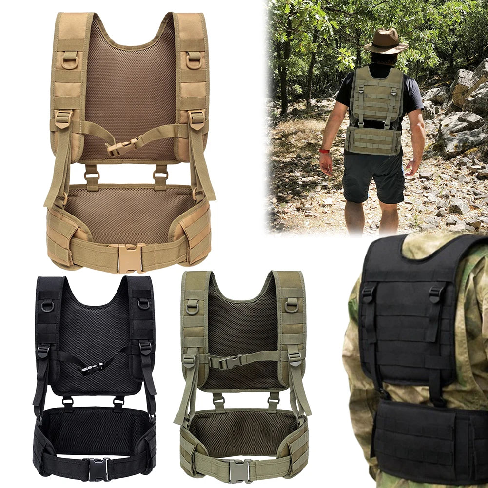 Hunting Vest & Belt Multifunctional Airsoft Paintball Molle Padded Combat Assault Vest Oxford Cloth for Hunting Fishing