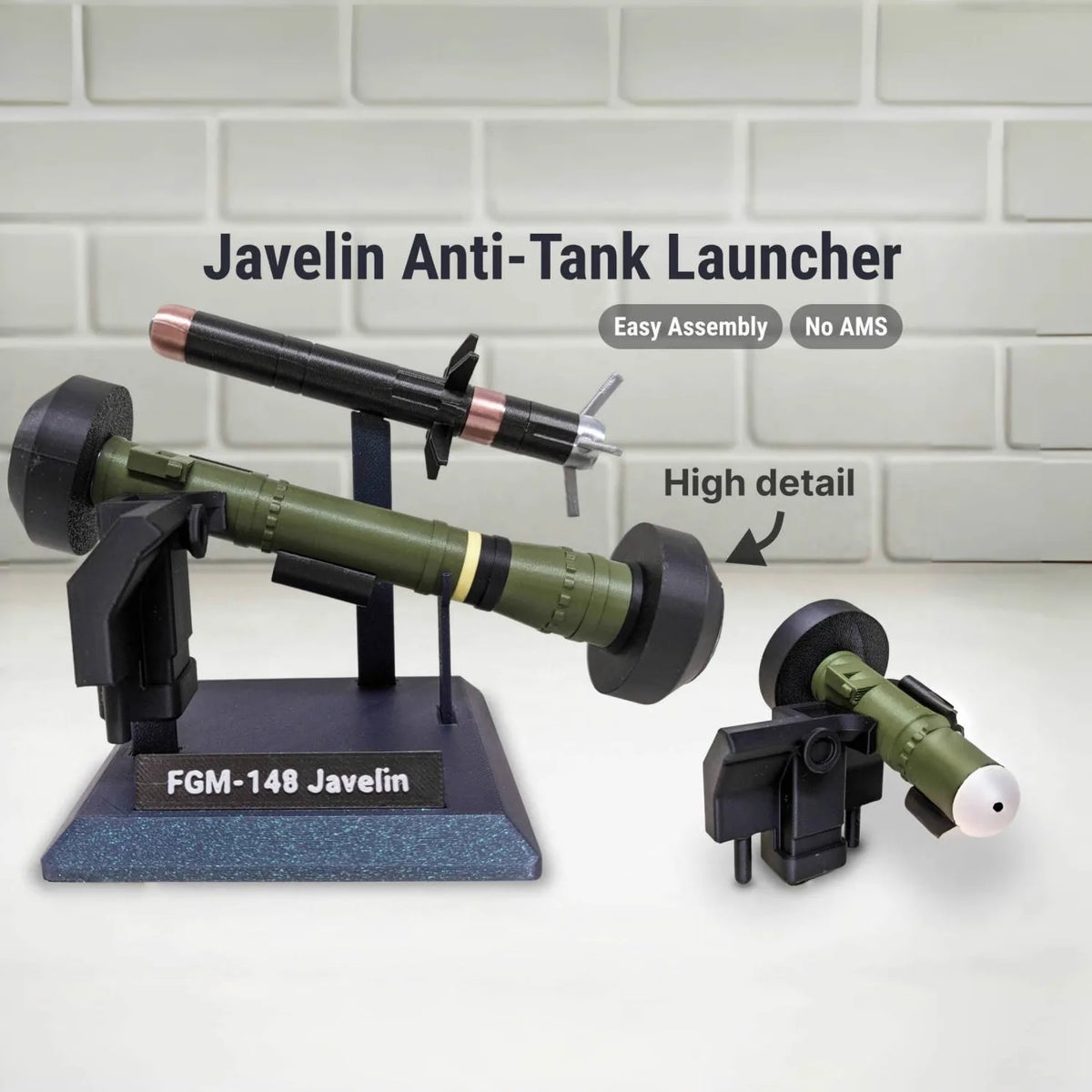 3D Printed FGM-148 Soldier Figure Accessories Javelin Anti-Tank Model Static Display Piece for Military Enthusiasts' Collections