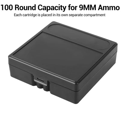 50/100-Round 9mm Pistol Ammo Storage Box 50/100-Grid PP Lockable Case for Shooting Hunting Outdoor Accessories Gift