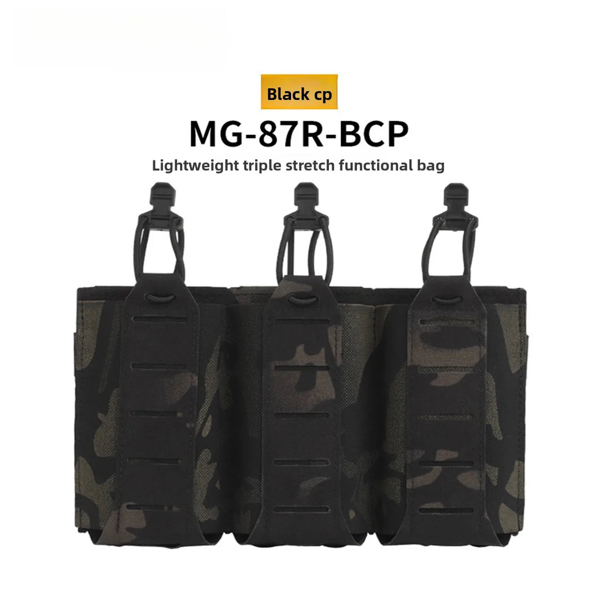 Portable Dual Use Mag Pouch Elastic Triple Holder Fit 5.56 7.62 MOLLE Front Panel Tactical Vest Magazine Storage Bag