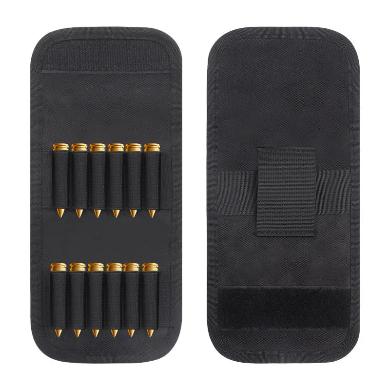 Tactical 12 Round Rifle Ammo Pouch Elastic Cartridge Carrier with MOLLE Webbing for Hunting Shooting and Outdoor Use