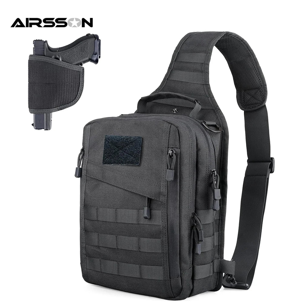 Tactical Sling Backpack Concealed Carry Gun Holster Pistol Bag Molle EDC Crossbody Bag for Outdoor Camping Travel Hiking