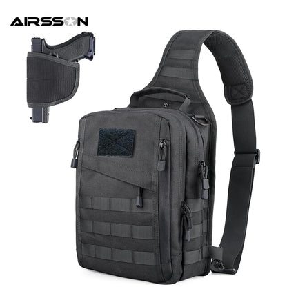 Tactical Sling Backpack Concealed Carry Gun Holster Pistol Bag Molle EDC Crossbody Bag for Outdoor Camping Travel Hiking
