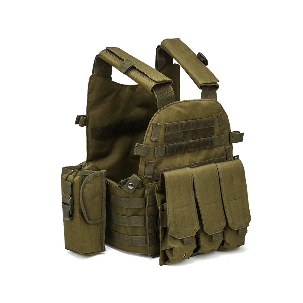 Outdoor Nylon Molle Tactical Vest Body Armor Hunting Plate Carrier Airsoft 6094 Combat Gear Multicam Camo Vest Pouch Accessories
