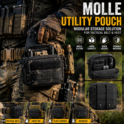 MOLLE Attach Tactical Waist Belt Accessory Pouch DIY Expansion Storage Bag for Tactical Vest