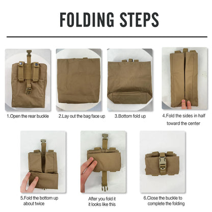 Tactical Dump Pouch Waist Folding Dump Bag Roll-Up Drawstring Utility Tool Storage Pack Hunting Accessories Molle Tool Bag