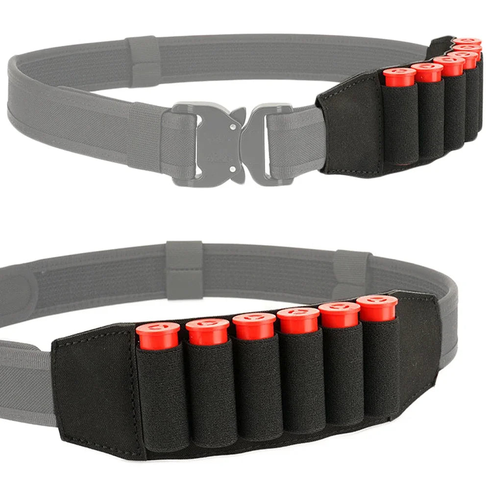 Tactical 500D Nylon Shotgun Shell Holder, 6 Round 12 Gauge Shotgun Ammo Storage Bag for 38MM Belts, Hunting Accessories