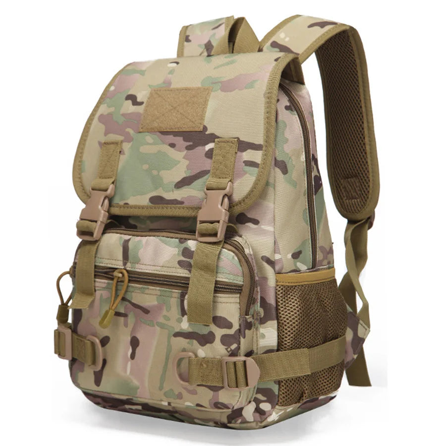 20L mini backpack suitable for outdoor camping and hiking, equipped with multiple compartments and pockets