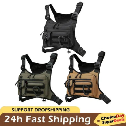 Outdoor Sports Chest Bag Multi Pocket Trendy Functional Backpack Adjustable Strap Multifunctional Vest Chest Bag Work Backpack