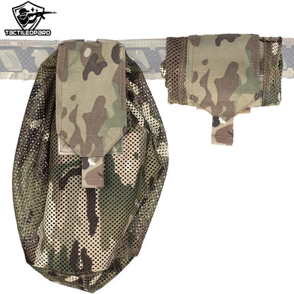 Tactical Roll-Up Mesh Dump Pouch Drawstring Foldable Net Bag Molle Tools Utility Pocket Hunting Airsoft Belt Accessories 500D