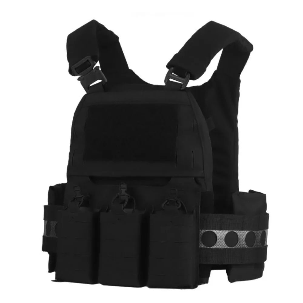 Portable MOLLE Airsoft V5 FCPC Tactical Vest Triple Magazine Pouch with Zip On Back Panel Banger Ferro Plate Carrier Hunting