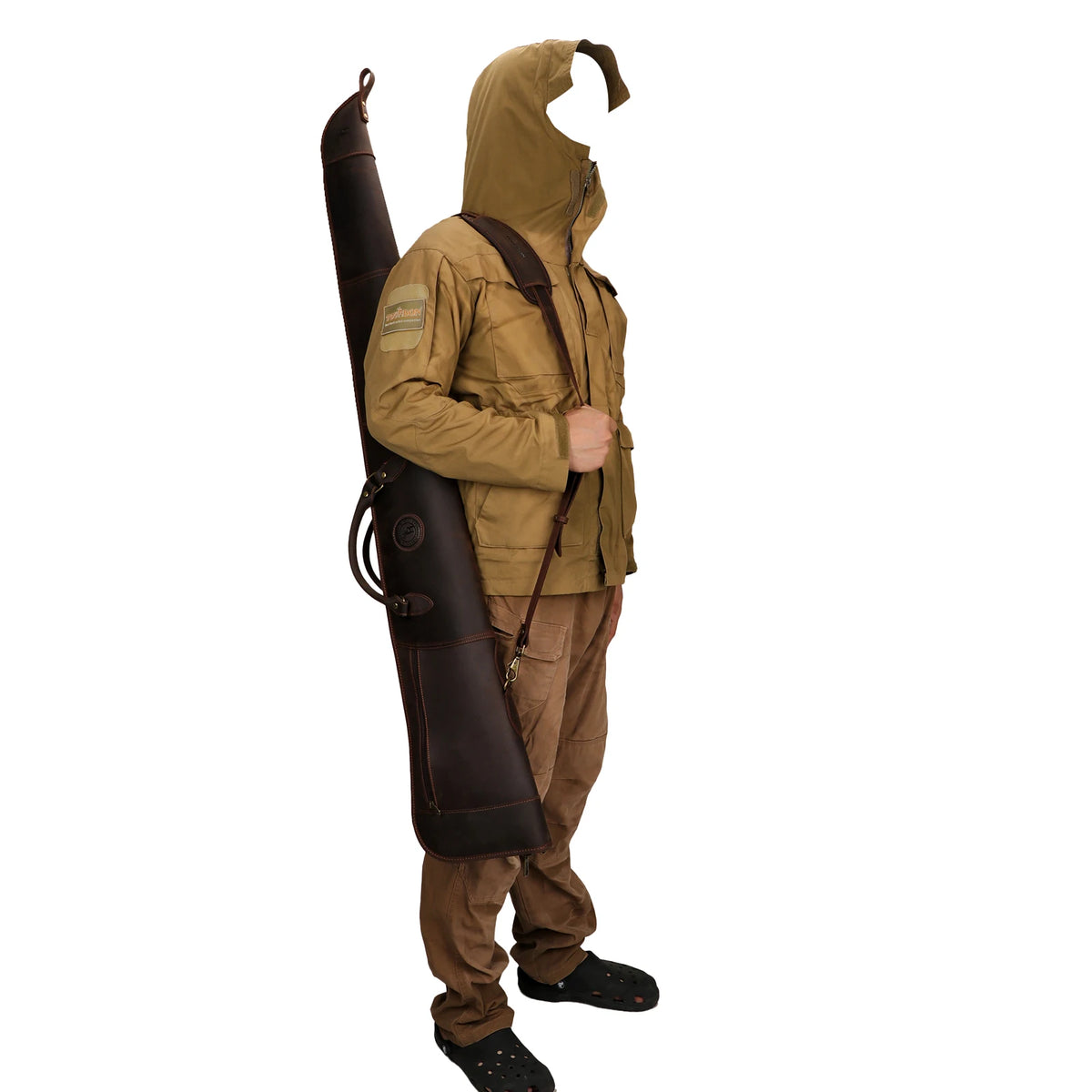 Tourbon Hunting Shooting Shotgun Case Leather Gun Carry Bag Protective Slip Soft Padded with Adjustable Shoulder Strap Brown