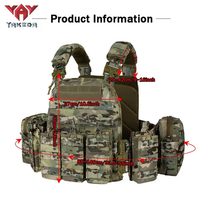 YAKEDA Tactical Plate Carrier Quick Release Quick Disassembly Training Vest, detachable and expandable, comfortable, breathable