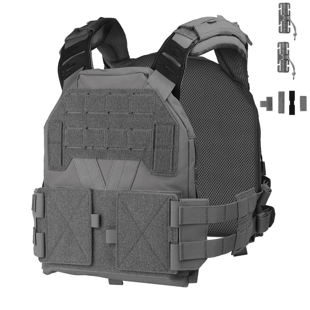 Wosport KZ Tactical Plate Carrier Vest Quick Release Cummerbund G Buckle Adjustable Shoulder Straps for Tactical Airsoft Games