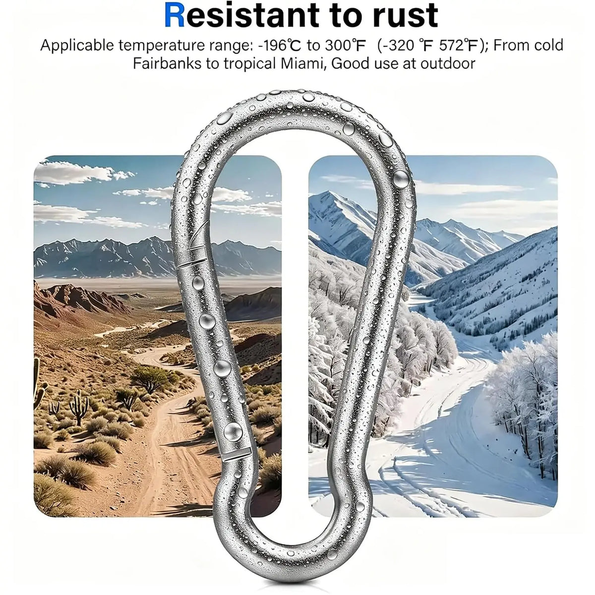 10PCS Heavy Duty Carabiner Clips 200LBS Galvanized Iron Spring Snap Hooks Metal Clips for Rope Chain Keys Rings Ideal for Campin