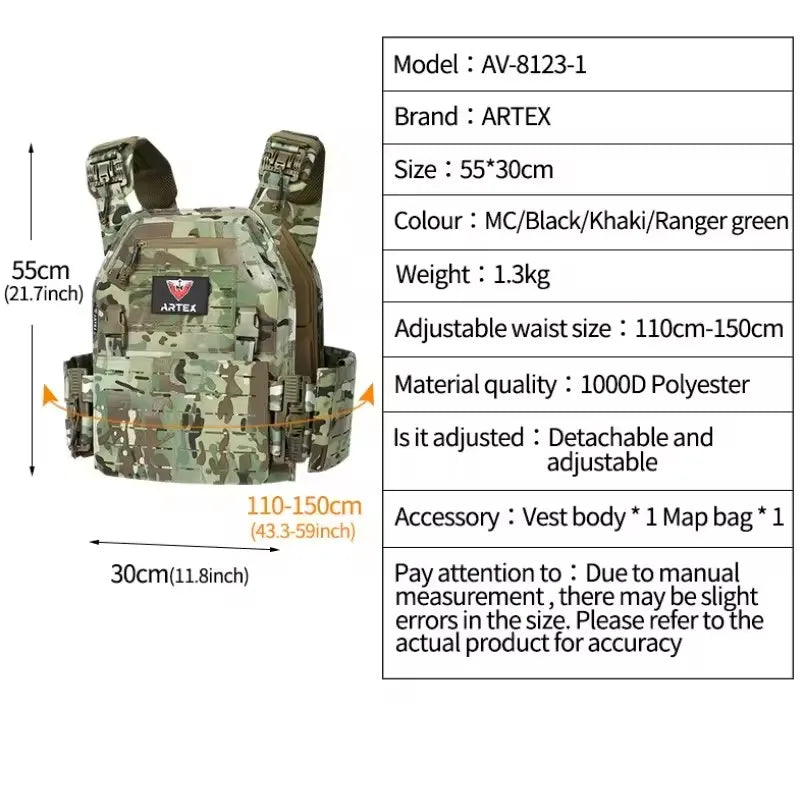 ARTEX Tactical Vest Outdoor Hunting Plate Carrier Protective Adjustable Vest Airsoft Carrier Combat Equipment 6094 vest