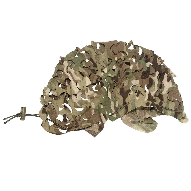 3D Camo Net Airsoft Helmet Cover Laser Cut Nylon Drawstring Helmet Scrim for CS Wargame Paintball Hunting Accessories