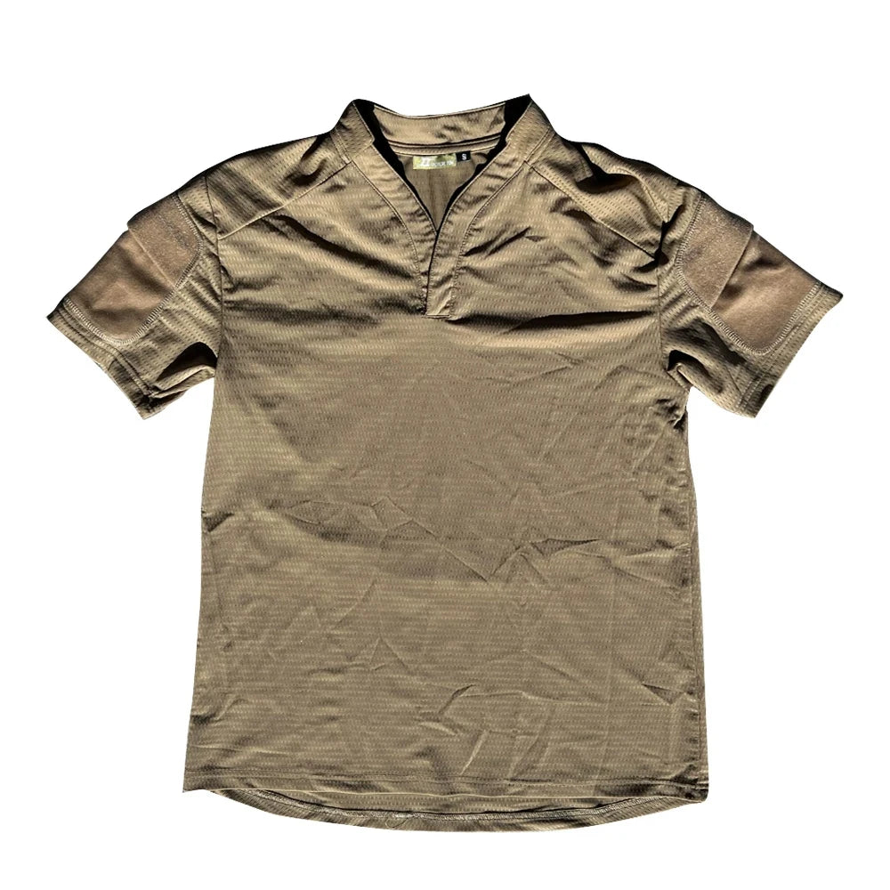 Tactical  Summer Outdoor Quick Dry Tactical Combat T-shirt Short Sleeve V-Neck Training Top for Men