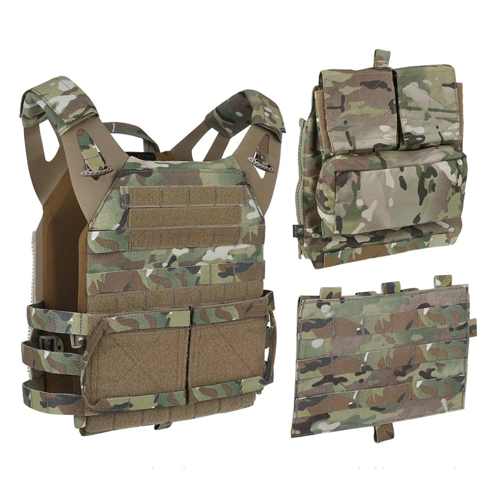 KRYDEX 500D Tactical Vest with Zip-on Backpack Bag MOLLE JPC 2 Plate Carrier for Men Hunting Combat Airsoft Paintball