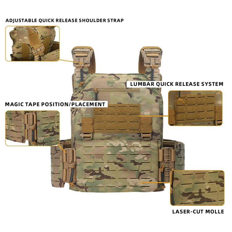 Men's Tactical Hunting Vest Breathable Lightweight Molle Vest Outdoor Camping Shooting Wargame Protective Gear