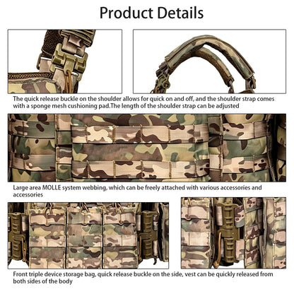 MOLLE Expansion+Quick Disassembly Structure Full Set of Accessories Multi functional Hunting Vest, Removable and Reasonable