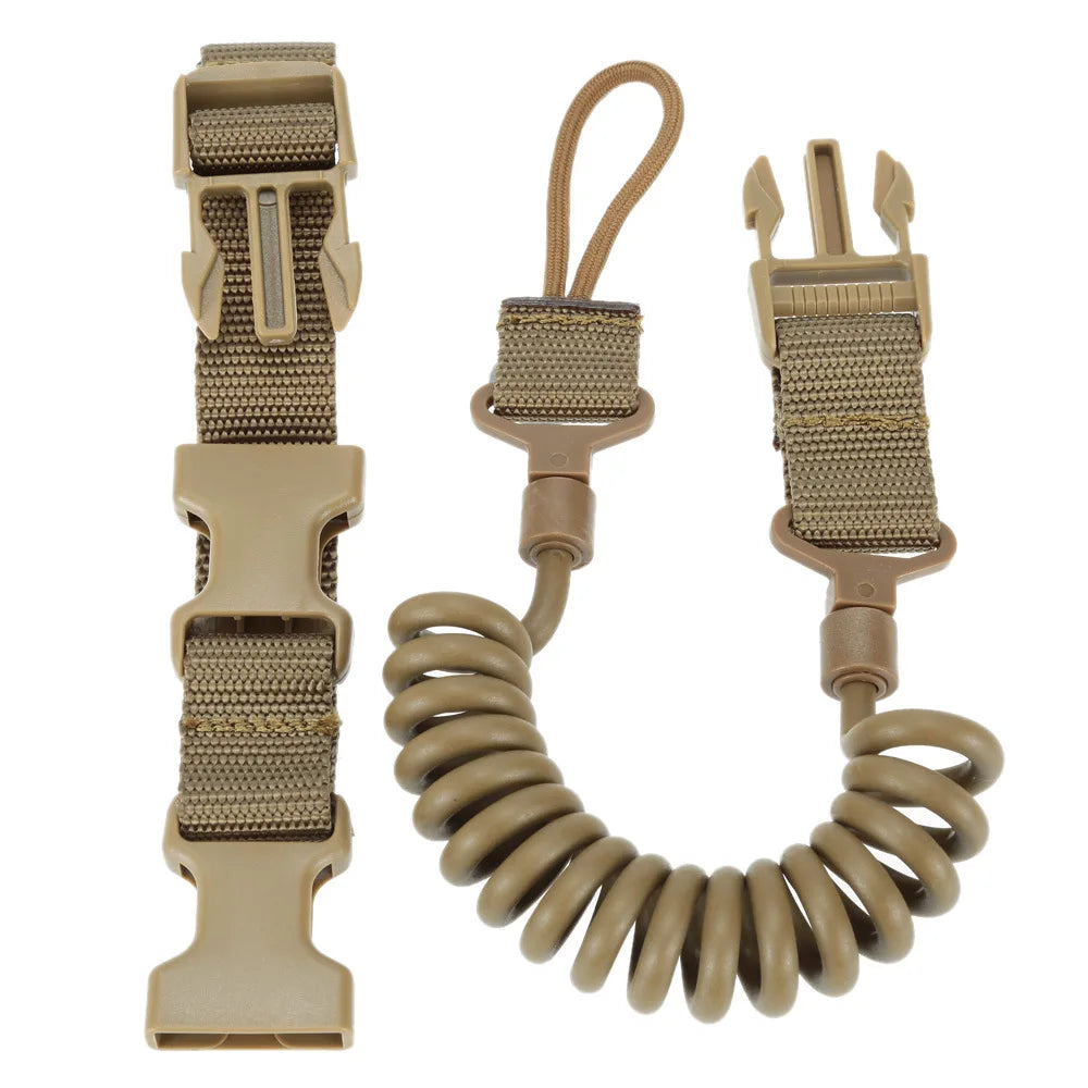 Military Tactical Lanyard Multi-purpose Spring Lanyard Pistol Secure Lanyard Rifle Sling Strap Shooting Hunting Gun Accessories