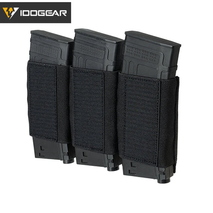 IDOGEAR Triple 5.56 Magazine Holder Elastic Mag Holder with Hook Fasteners for MK3 and MK4 Chest Rig 35139