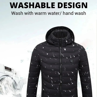Winter Heated Jacket for Skiing & Hiking, Men Women USB Thermal Coat with 21 Heating Areas, Washed Cotton Camping Gear