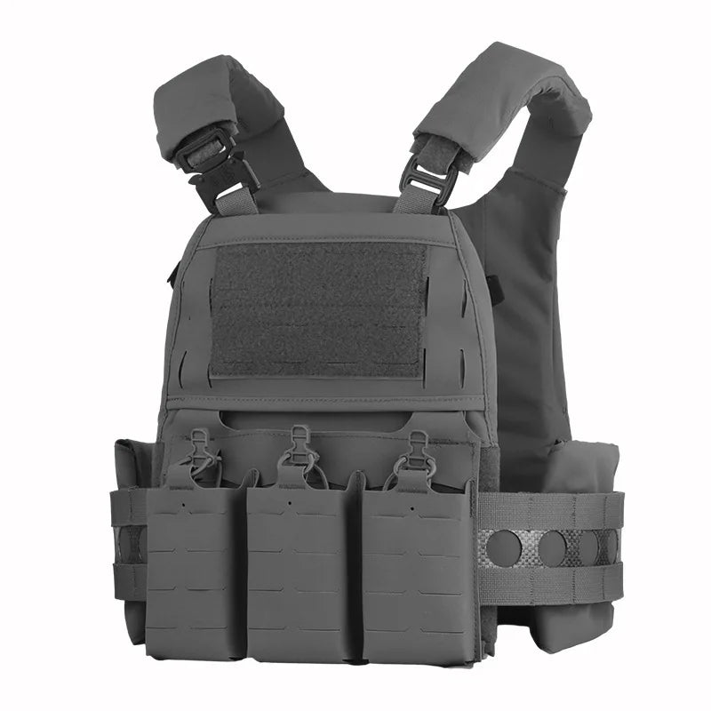 Portable MOLLE Airsoft V5 FCPC Tactical Vest Triple Magazine Pouch with Zip On Back Panel Banger Ferro Plate Carrier Hunting