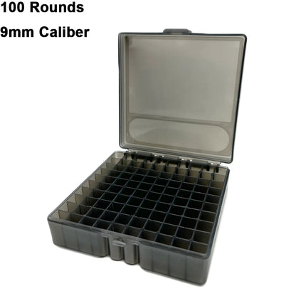 50/100 Rounds Bullet Box Gun Cartridge Shell Holder Portable Ammunition Box Flip-Top for 9mm .223 .38 Ammo Hunting Accessories