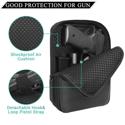 Concealed Carry Gun Bag Soft Sling Shoulder Bag Pistol Case Fanny Pack Waist Belt Firearms Bag with Holster for Handgun Pistol