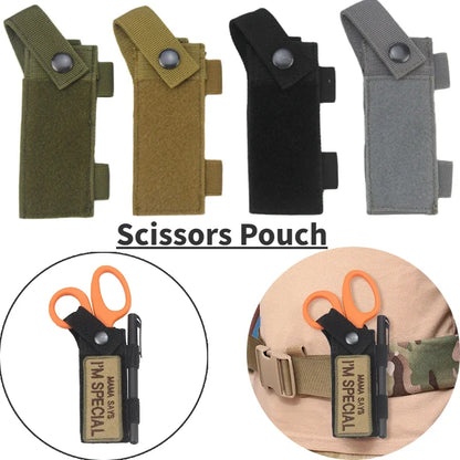 Tactical MOLLE Scissors Pouch EDC Waist Belt Bag Waterproof Multitool Flashlight Holder Outdoor Hunting Hiking Carry Case