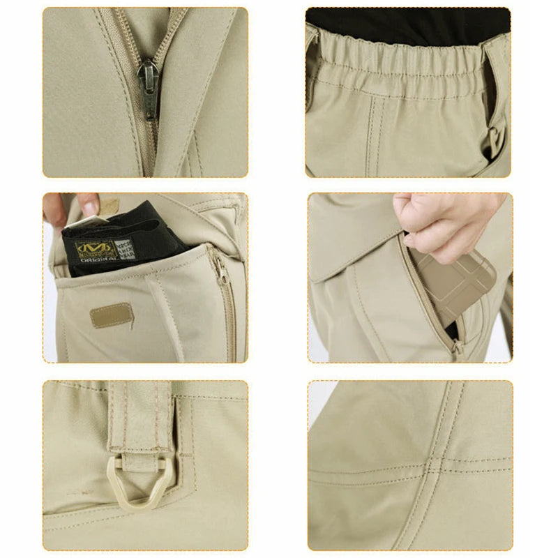 TRVLWEGO Men's Tactical Hiking Pants Spring Autumn Wear-Resistant 9 Pockets for Camping Fishing Hunting Climbing Trekking