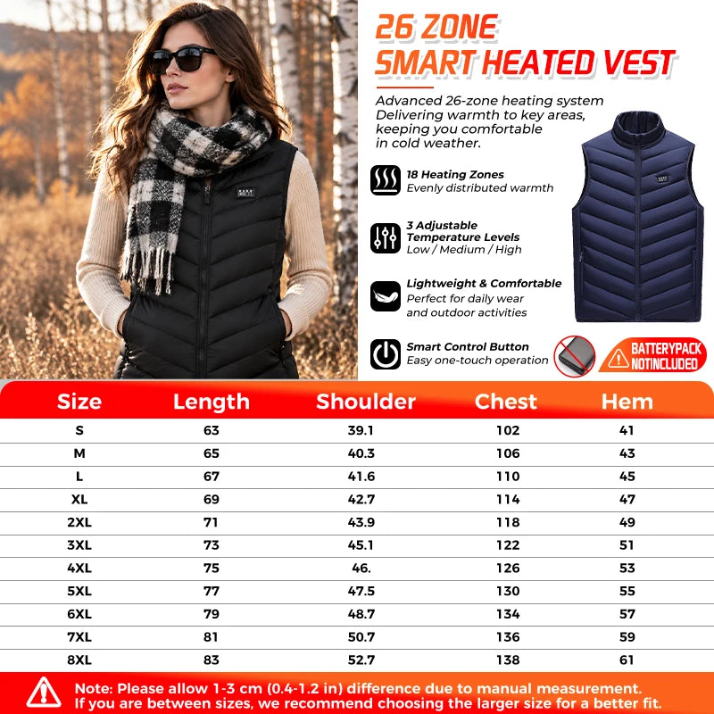 21 Heated Vest Zones Electric Heated Jackets Oversized USB Electric Jacket Men Women Winter Warm Coat For Hiking Outdoor Camping