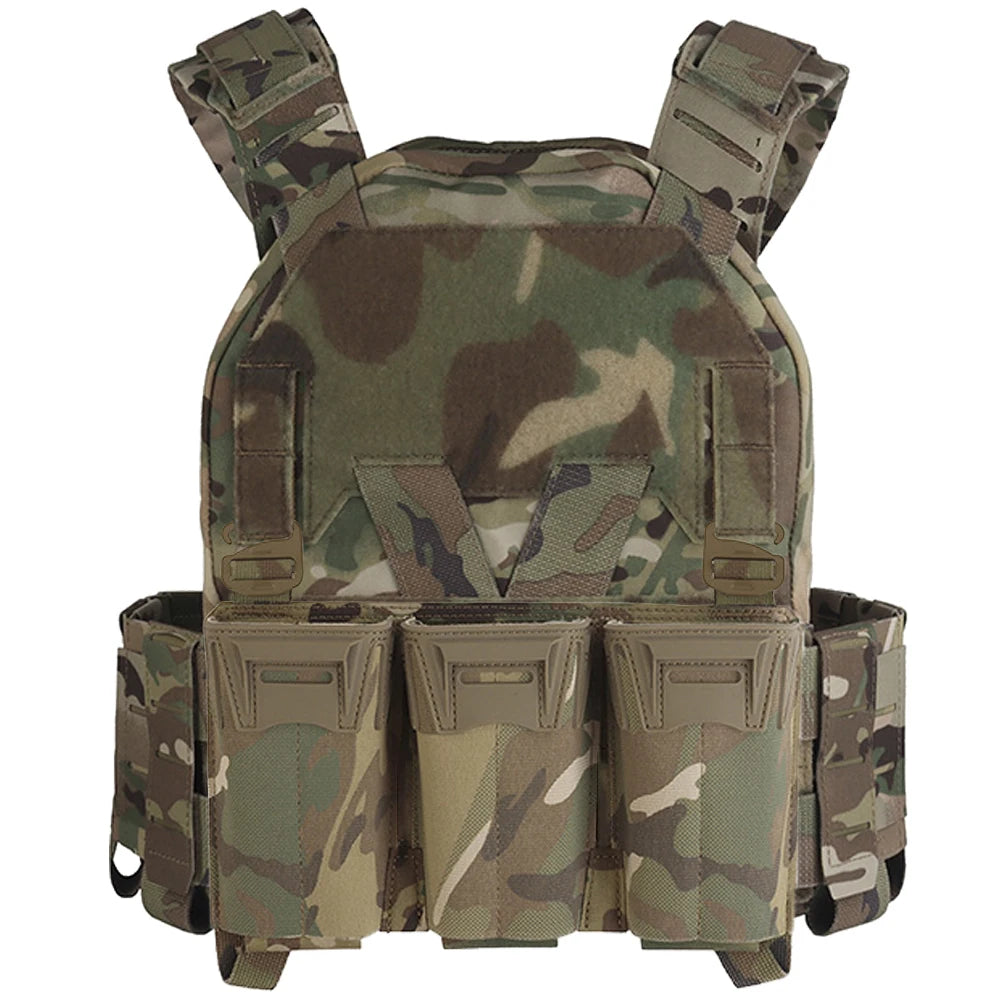 Tactical Sub-Zero Plate Carrier Modular  Molle Vest with MultiCaliber 9MM 6Pcs Long Mag/5.56 Triple Magazine Pouch