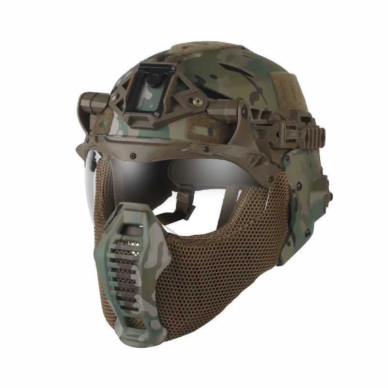 Tactical Full Protection Wendy 3.0 Helmet with Half Face Mask Mouthguard/Flip Goggles/Ear Cover Hunting Airsoft Training Gear