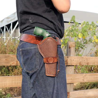 Tourbon Leather Handgun Holster for Ruger .357 Revolver Pistol Carry Case Belt Pouch Brown Hunting Accessories
