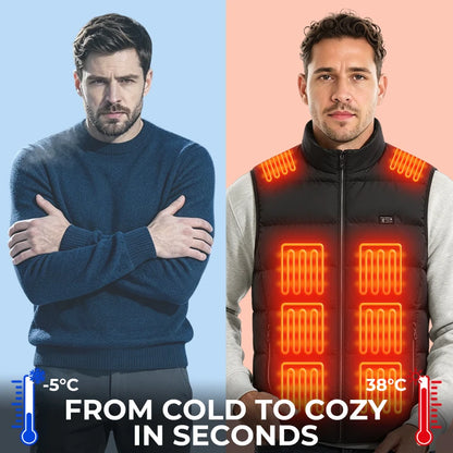 Heated Vest 21 Heating Areas Carbon Fiber Fast Heating 3 Levels Temperature Control Windproof Outdoor Riding Skiing Winter Coat