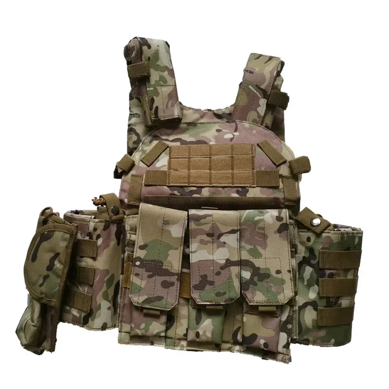 Outdoor Nylon Molle Tactical Vest Body Armor Hunting Plate Carrier Airsoft 6094 Combat Gear Multicam Camo Vest Pouch Accessories