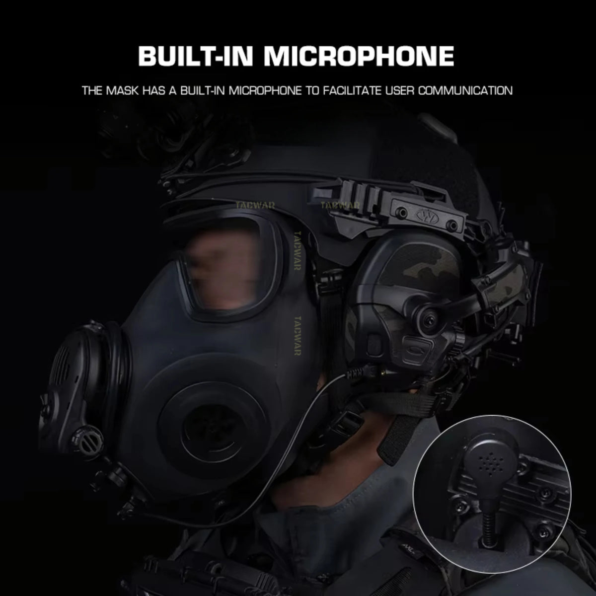 Dummy FM-53 Gas Mask Model with Microphone & Fan Filter, Non Antivirus Function Full Face Protective Mask Airsoft Cosplay