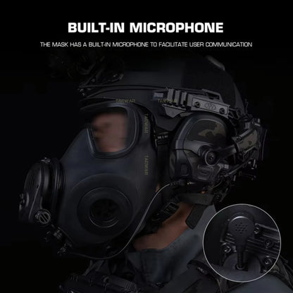 Dummy FM-53 Gas Mask Model with Microphone & Fan Filter, Non Antivirus Function Full Face Protective Mask Airsoft Cosplay