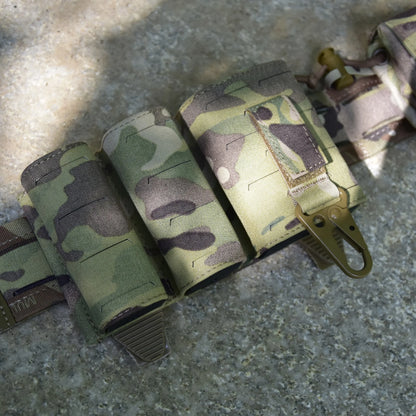 QX Tactical 2+1 Magazine Pouch 5.56 9mm Combo Mag Carrier Laser Cut MOLLE Pouch Elastic Kydex Style Holder Airsoft Gear