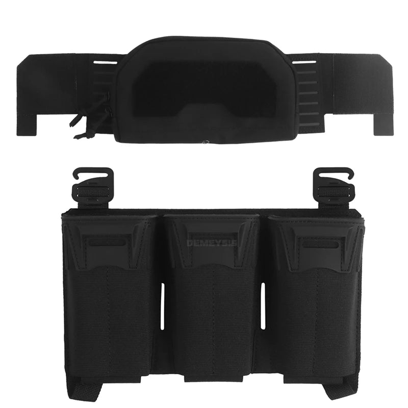 Tactical Admin Pouch with Multi-caliber 5.56 9mm Triple Mag Pouch MOLLE Front Placard System 2nd Layer Airsoft Pouches