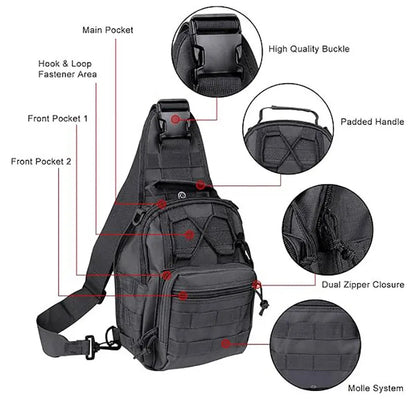 Men's Tactical Shoulder Bag Outdoor Mountaineering Hiking Camping Sports Travel Hunting Multi-Compartment Equipment Pouch