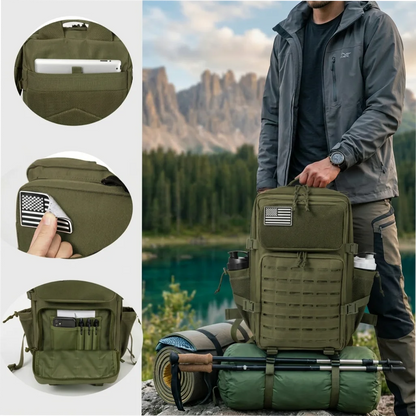 45L Large Capacity Tactical Hunting Backpack For Men With MOLLE Webbing System Dual Cup Holders Outdoor Survival Hiking Camping Rucksack For Wilderness Trip Travel Daily Work Commute Outdoor Camping Activities Gear Storage Backpack