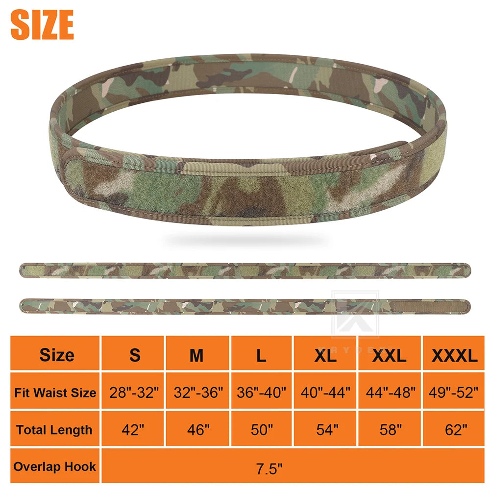 KRYDEX Tactical 1.5'' Loop Inner Belt Buckleless Nylon Waist Duty Belt Hunting Shooting Sport Accessories Men Outer Black Belt